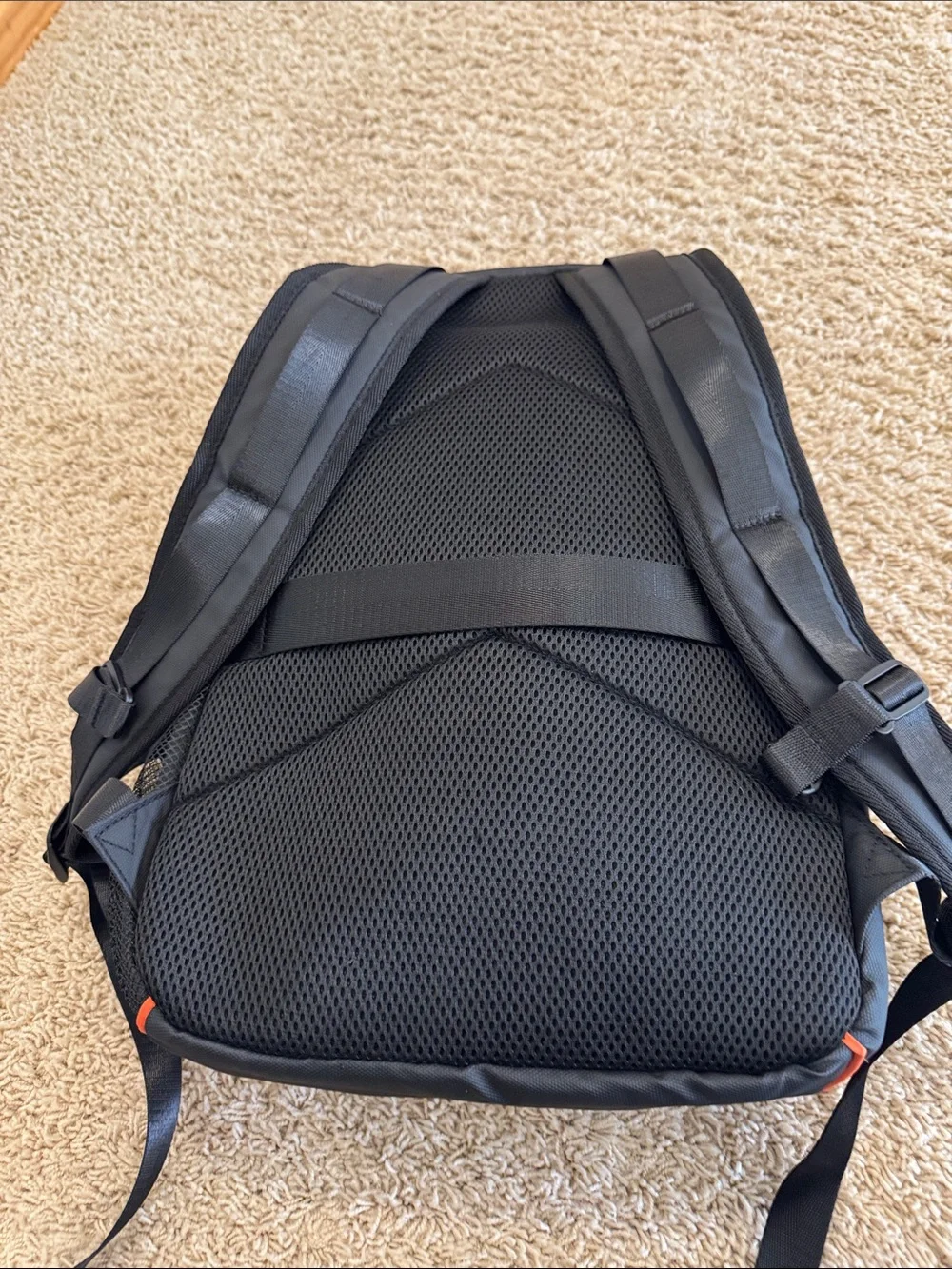 Atley James Men's Medium Backpack Bag, Black w/ Orange Piping